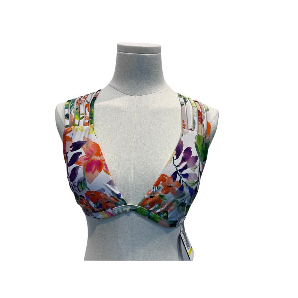 SALT COVE JUNIORS MEDIUM BIKINI TOP TROPICAL FLORAL PRINTED STRAPPY BACK NEW!